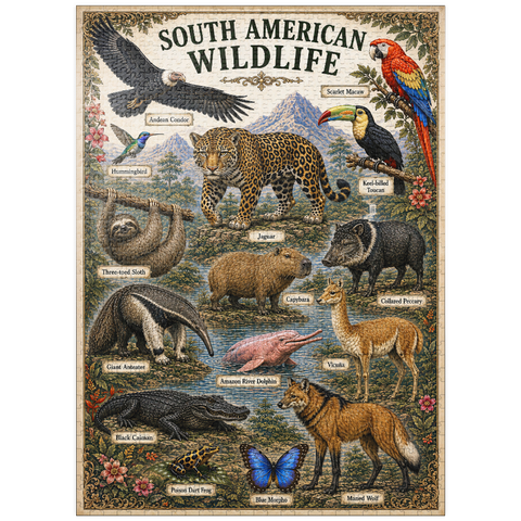 puzzleplate South American Wildlife Vintage Poster 1000 Jigsaw Puzzle