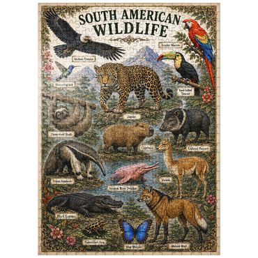 puzzleplate South American Wildlife Vintage Poster 500 Jigsaw Puzzle