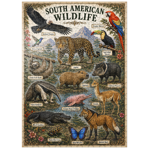 puzzleplate South American Wildlife Vintage Poster 500 Jigsaw Puzzle