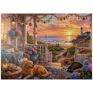 puzzleplate Beach House Shell Porch 1000 Jigsaw Puzzle