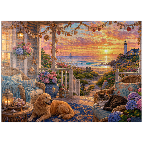 puzzleplate Beach House Shell Porch 1000 Jigsaw Puzzle