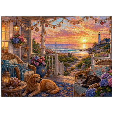 puzzleplate Beach House Shell Porch 300 Jigsaw Puzzle