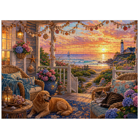 puzzleplate Beach House Shell Porch 300 Jigsaw Puzzle