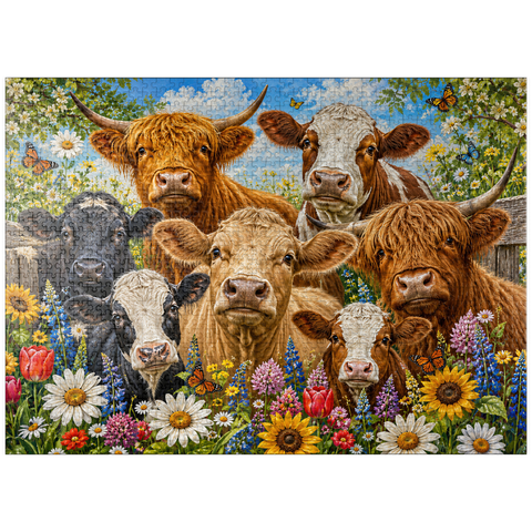 puzzleplate Flower Crown Cows Farm Meadow 1000 Jigsaw Puzzle