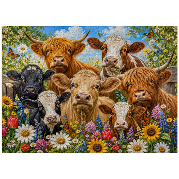 puzzleplate Flower Crown Cows Farm Meadow 300 Jigsaw Puzzle