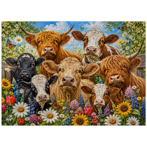puzzleplate Flower Crown Cows Farm Meadow 300 Jigsaw Puzzle
