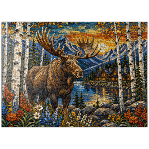 puzzleplate Mosaic Moose Lodge Forest 1000 Jigsaw Puzzle