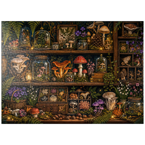 puzzleplate Mushroom Forest Botanical Shelf 1000 Jigsaw Puzzle