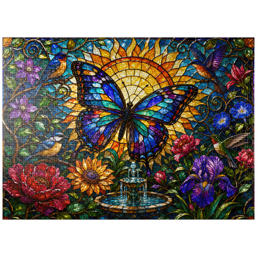 puzzleplate Stained Glass Butterfly Sun Garden 1000 Jigsaw Puzzle
