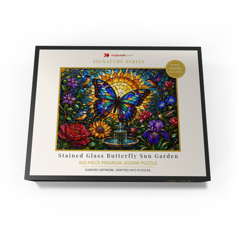 Stained Glass Butterfly Sun Garden 500 Jigsaw Puzzle box view3
