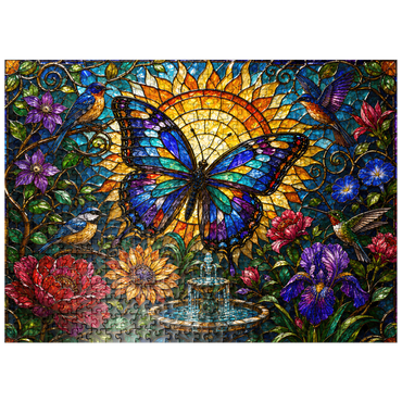 puzzleplate Stained Glass Butterfly Sun Garden 500 Jigsaw Puzzle