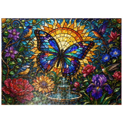 puzzleplate Stained Glass Butterfly Sun Garden 500 Jigsaw Puzzle