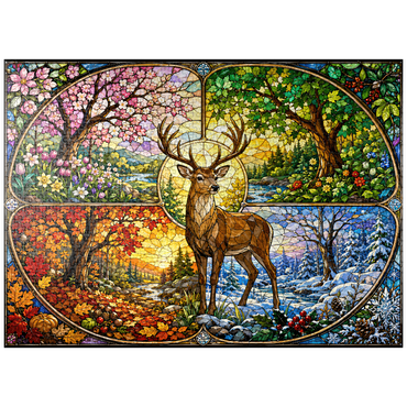 puzzleplate Stained Glass Deer Four Seasons Grove 1000 Jigsaw Puzzle