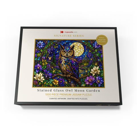 Stained Glass Owl Moon Garden 1000 Jigsaw Puzzle box view3