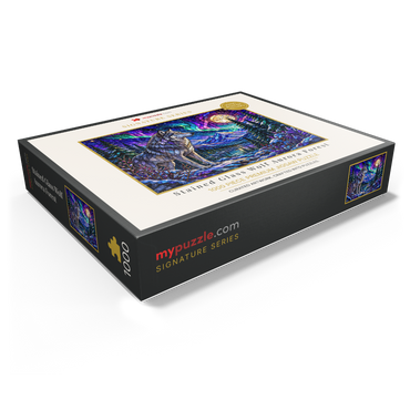 Stained Glass Wolf Aurora Forest 1000 Jigsaw Puzzle box view1