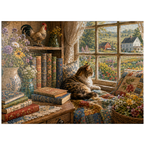 puzzleplate Wildflower Farmhouse Book Corner 1000 Jigsaw Puzzle