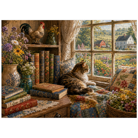 puzzleplate Wildflower Farmhouse Book Corner 300 Jigsaw Puzzle