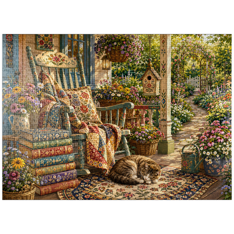 puzzleplate Wildflower Cottage Book Porch 1000 Jigsaw Puzzle