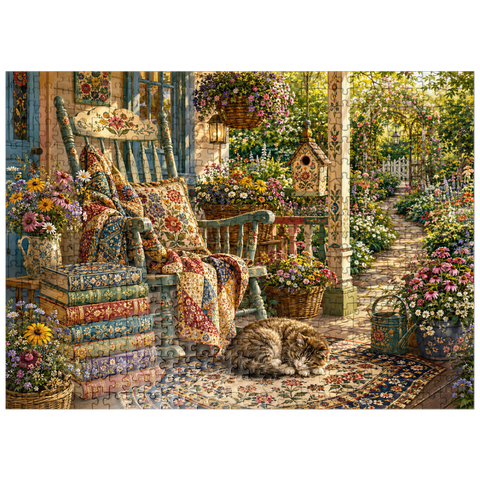 puzzleplate Wildflower Cottage Book Porch 500 Jigsaw Puzzle