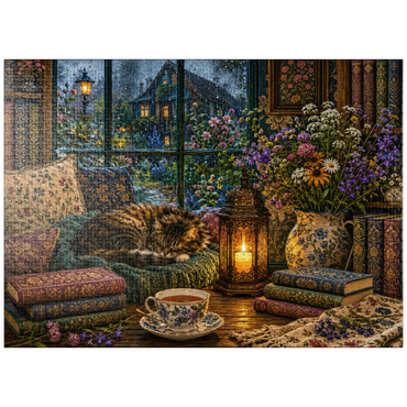 puzzleplate Wildflower Book Nook Rainy Day 1000 Jigsaw Puzzle