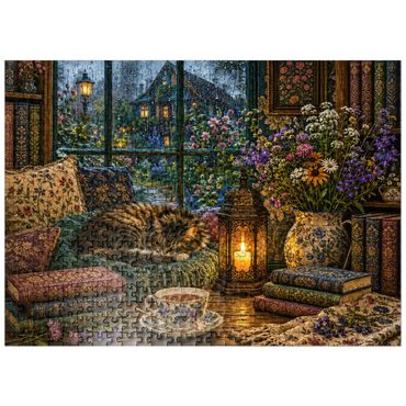 puzzleplate Wildflower Book Nook Rainy Day 500 Jigsaw Puzzle