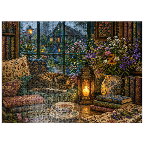 puzzleplate Wildflower Book Nook Rainy Day 500 Jigsaw Puzzle