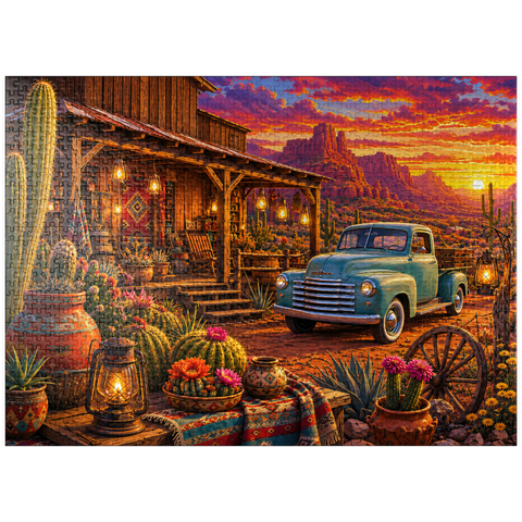 puzzleplate Western Desert Trading Post Sunset 1000 Jigsaw Puzzle