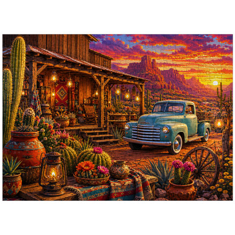 puzzleplate Western Desert Trading Post Sunset 300 Jigsaw Puzzle