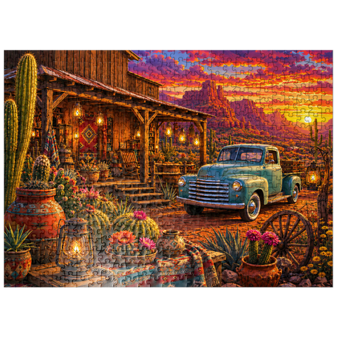 puzzleplate Western Desert Trading Post Sunset 500 Jigsaw Puzzle