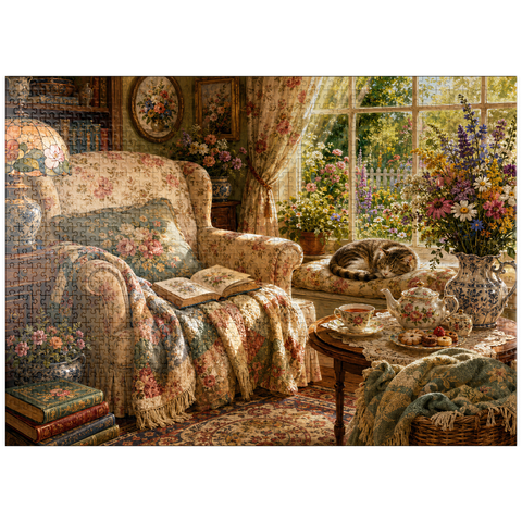 puzzleplate Vintage Wildflower Reading Nook 1000 Jigsaw Puzzle