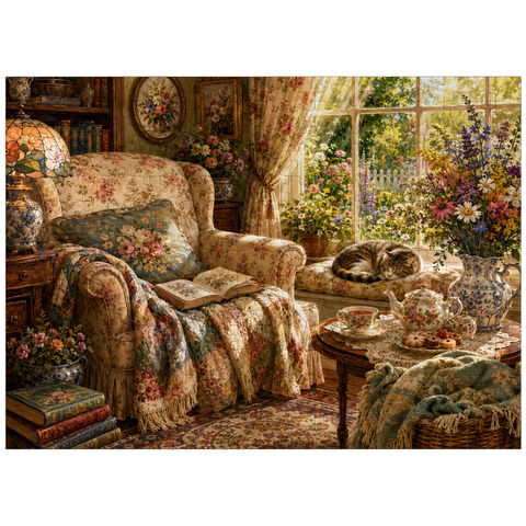 puzzleplate Vintage Wildflower Reading Nook 300 Jigsaw Puzzle
