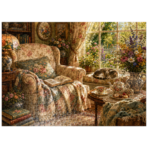 puzzleplate Vintage Wildflower Reading Nook 500 Jigsaw Puzzle