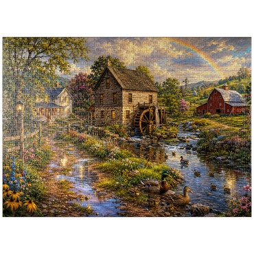 puzzleplate Vintage Farmhouse Mill After the Rain 1000 Jigsaw Puzzle