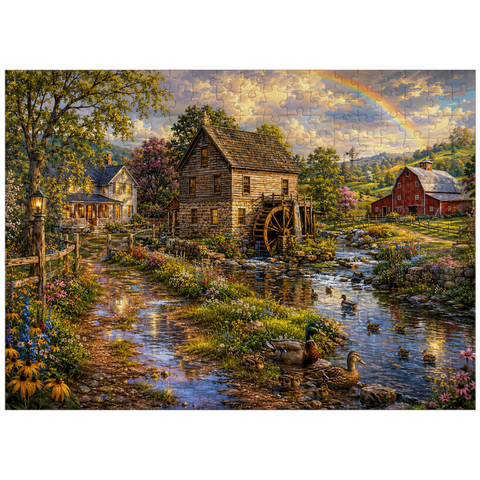 puzzleplate Vintage Farmhouse Mill After the Rain 300 Jigsaw Puzzle