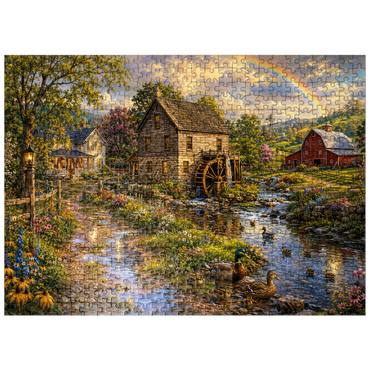puzzleplate Vintage Farmhouse Mill After the Rain 500 Jigsaw Puzzle