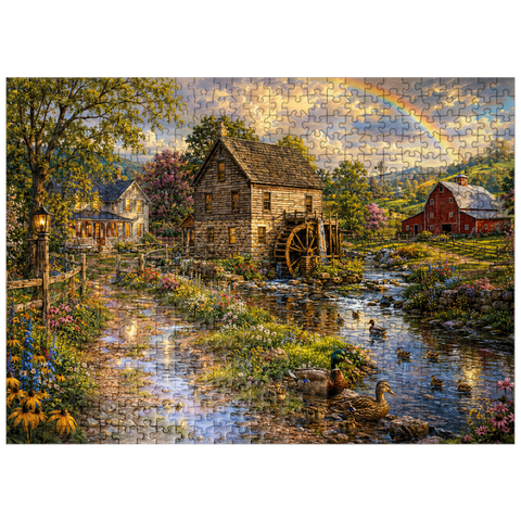 puzzleplate Vintage Farmhouse Mill After the Rain 500 Jigsaw Puzzle