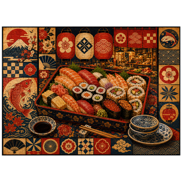 puzzleplate Sushi Market Bento Collage 300 Jigsaw Puzzle