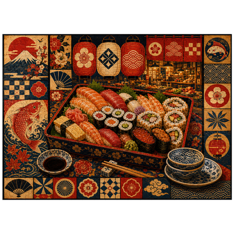 puzzleplate Sushi Market Bento Collage 300 Jigsaw Puzzle
