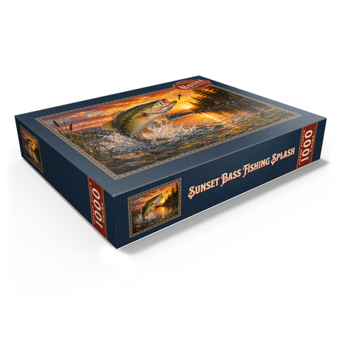 Sunset Bass Fishing Splash 1000 Jigsaw Puzzle box view1