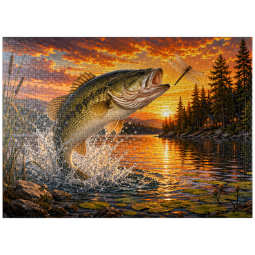 puzzleplate Sunset Bass Fishing Splash 1000 Jigsaw Puzzle