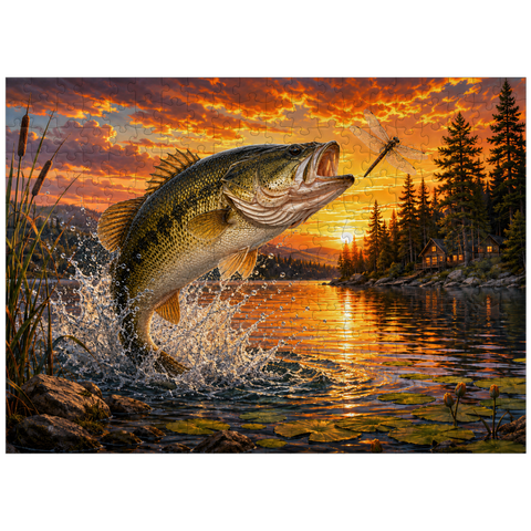puzzleplate Sunset Bass Fishing Splash 300 Jigsaw Puzzle
