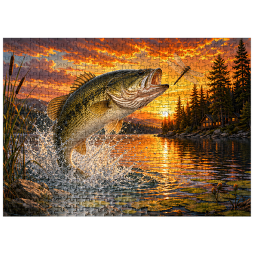 puzzleplate Sunset Bass Fishing Splash 500 Jigsaw Puzzle