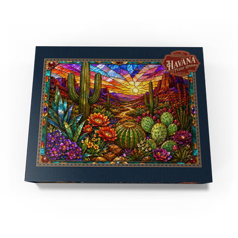 Stained Glass Cactus Desert Bloom 300 Jigsaw Puzzle box view3