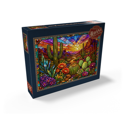 Stained Glass Cactus Desert Bloom 500 Jigsaw Puzzle box view2