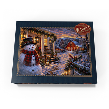 Snowman Farmhouse Lantern Night 500 Jigsaw Puzzle box view3