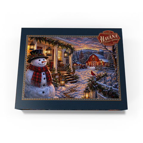 Snowman Farmhouse Lantern Night 500 Jigsaw Puzzle box view3