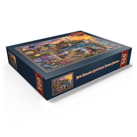 New England Lighthouse Flower Harbor 500 Jigsaw Puzzle box view1