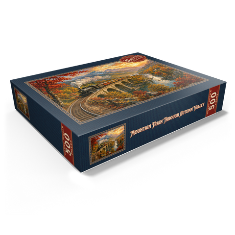 Mountain Train Through Autumn Valley 500 Jigsaw Puzzle box view1