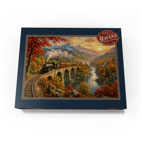 Mountain Train Through Autumn Valley 500 Jigsaw Puzzle box view3
