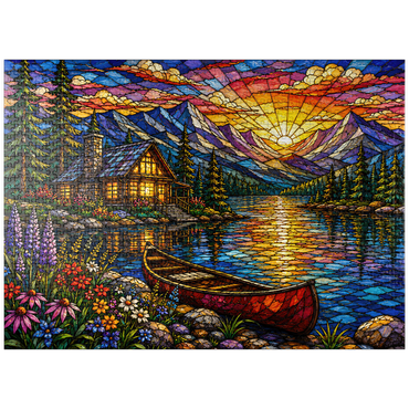 puzzleplate Mosaic Mountain Cabin Lake 1000 Jigsaw Puzzle